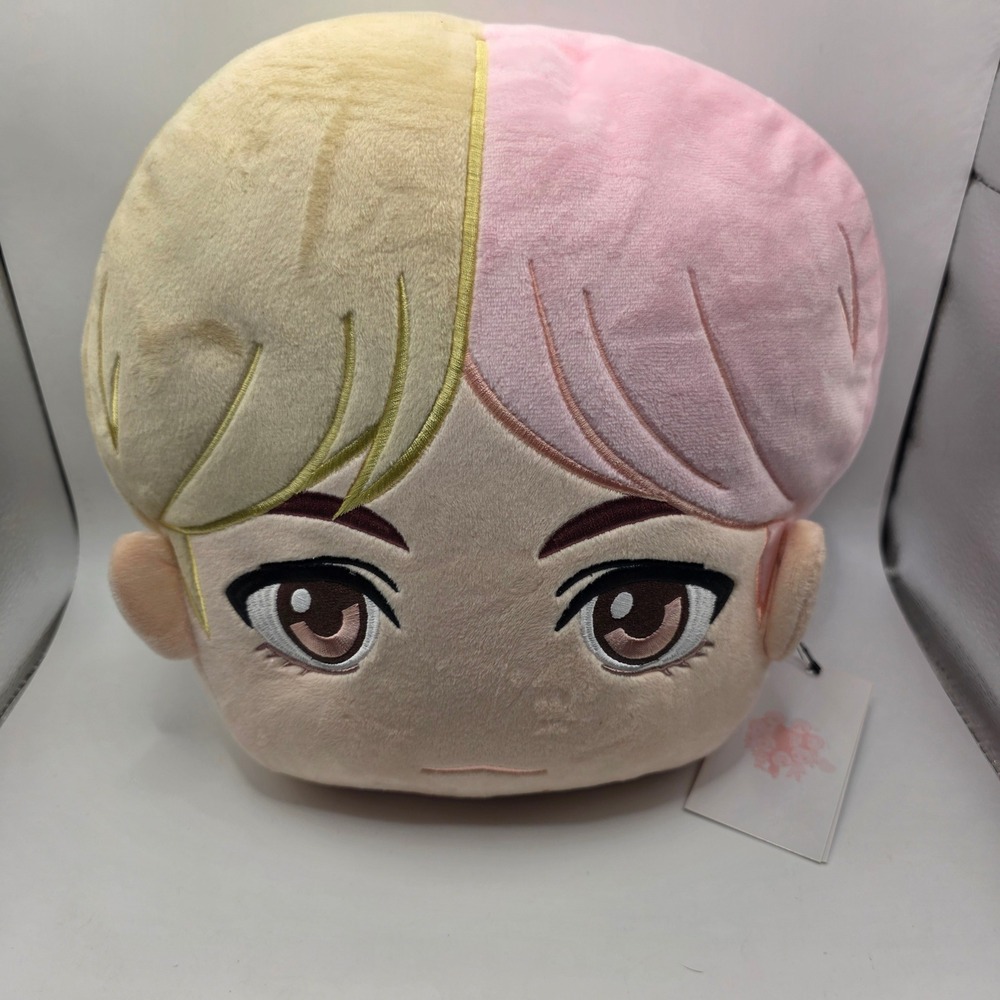 BTS V Taehyung Official Face Cushion Plush Pillow Pink Blonde Hair BHE New